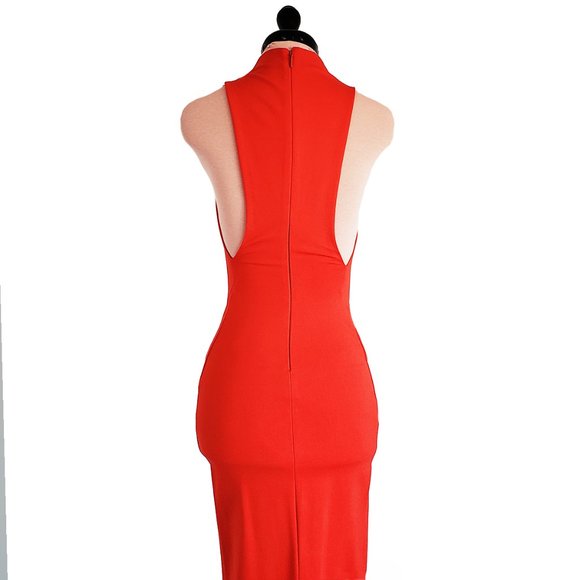 Babaton Sexy Bright Red Bodycon Midi Dress BNWT - Picture 11 of 15